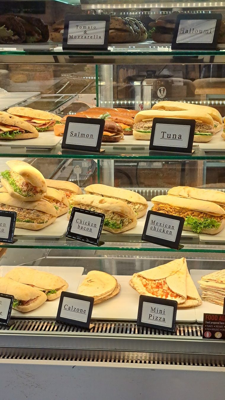 Filled baguettes on the chilled deli counter